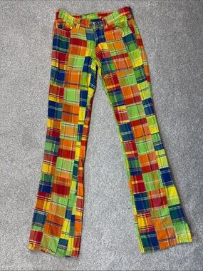 LOUDMOUTH LADIES GOLF PANTS SIZE 2 PATCHWORK BRIGHT COLORS